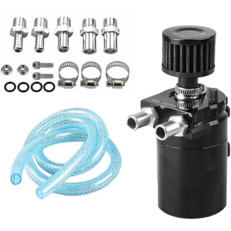 bouteille D'huile Tuning Noire, Bouteille D'huile Respirante Universelle En Aluminium, Bouteille De Recyclage Des Gaz D'chappement 300ml