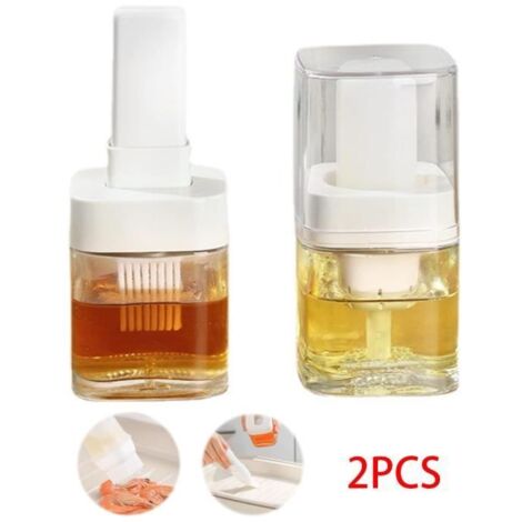 Bouteille d'huile,Distributeur d'Huile d'Olive en Verre,Pinceau Cuisine,Pinceau d'huile en Silicone,Pinceau à Badigeonner,pour Steak