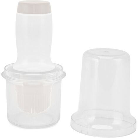 Bouteille distributeur d'huile 60ml en silicone alimentaire avec pinceau, distributeur à pompe pour cuisson, isolation thermique, couleur gris blanc