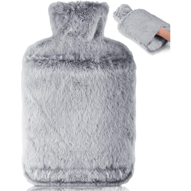 Bouteille Eau Chaude - 2L Grande Bouillotte avec Poche Kangourou,Caoutchouc Naturel,Bouillotte Peluche Pour, Bouillottes Chaude Chauffe