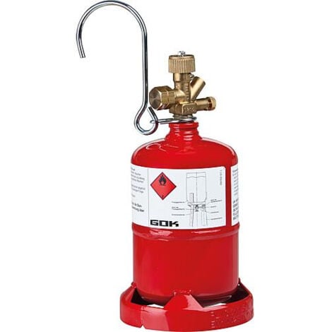 Bouteille en acier leger propane avec valve de bouteilles a gaz et pied. Petite bouteille 0,5 kg (Vide)