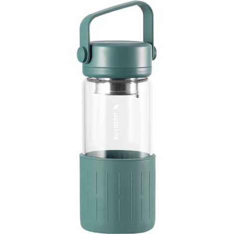 Bouteille en verre avec infuseur BUYDEEM 300 ml, modèle DG42, couleur vert clair