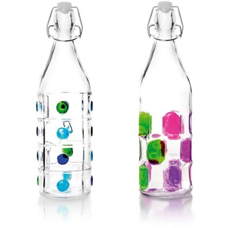 BOUTEILLE EN VERRE DÉCORÉE - 1 L