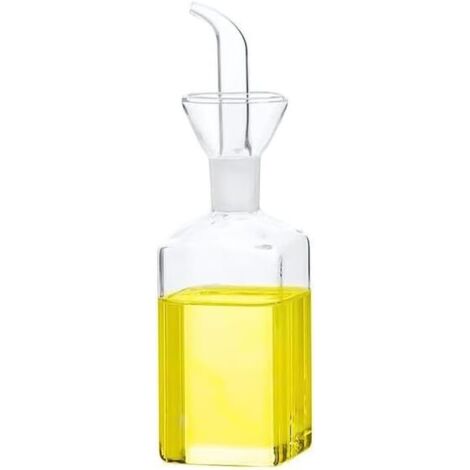 Bouteille en verre pour huile d'olive, doseur d'huile de cuisson, vinaigre, doseur avec bec verseur pour cuisine et barbecue (250 ml)