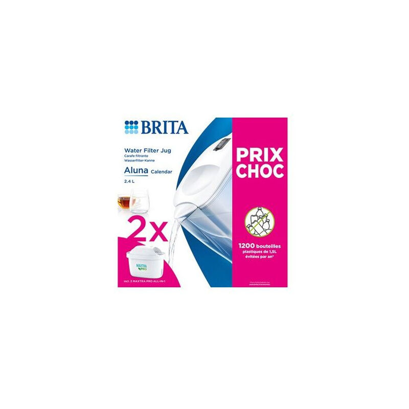 Brita - Carafe filtrante Aluna Calendar 2 mois maxtra pro blanche - 2,4L