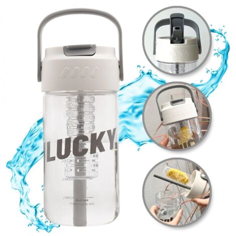 Bouteille, gourde avec panier et paille 800 ml Lucky BD36