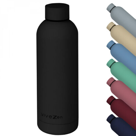 Bouteille, gourde isotherme chaud ou froid en acier inoxydable, réutilisable - 750 ml - Noir - Vivezen