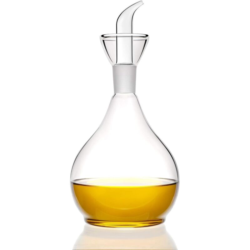 Bouteille huilier en verre transparent, bec verseur précis, idéale huile/vinaigre cuisine ou barbecue.