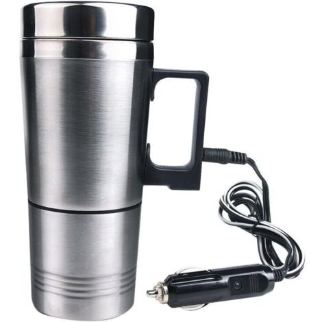 Bouteille isotherme chauffante électrique de voiture, 12 V, Avec tasse à café en acier inoxydable