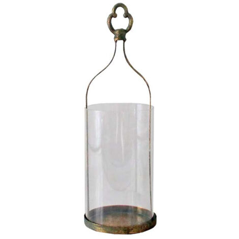 Bouteille lanterne verre doré 13x13x38cm