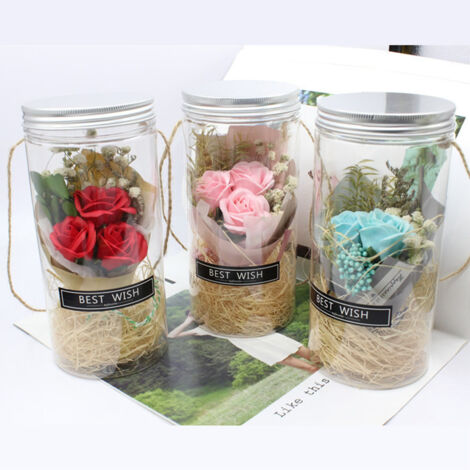 Bouteille Lumineuse éternelle avec Roses Parfumées - Version Night Light - Modèle Édition Française - Floral Artisanale - 18cm