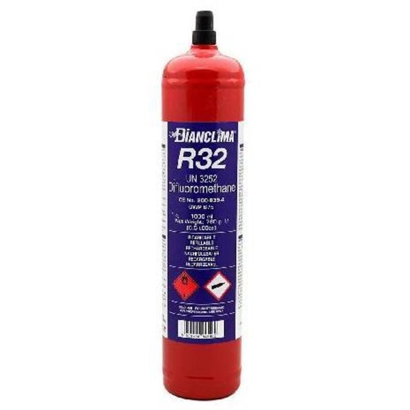 Bouteille rechargeable contenant du gaz réfrigérant r32