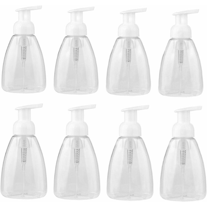 Bouteilles de distributeur de savon vides Distributeur de savon en mousse plastique Flacon pompe rechargeable 300 ml (lot de 8), Ensoleillé