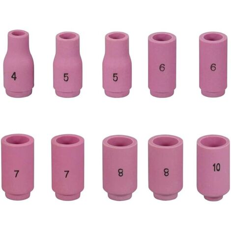 Bouteilles en céramique d'alumine pour soudure TIG Buses 13N08 4, 13N09 5, 13N10 6, 13N11 7, 13N12 8, 13N13 10 chalumeau de soudure TIG SR WP 9 17 18 20 25 26 10 pièces