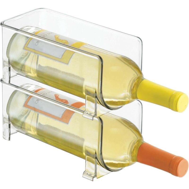 Kinsi - Bouteilles Étagère à Vin- 2 niveaux, pour 2 bouteilles,Casier à vin autoportant en plastique, transparent
