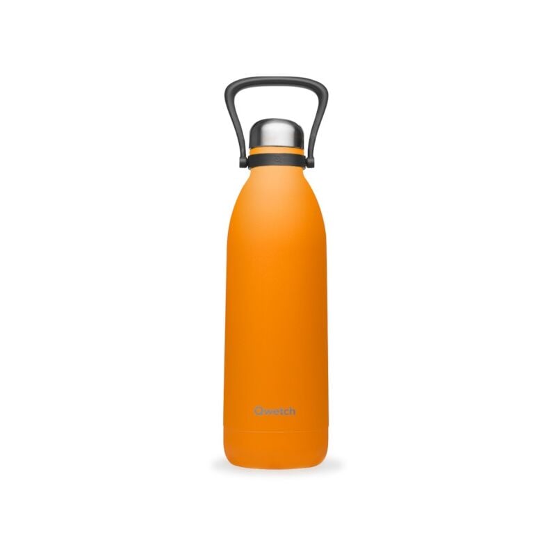 Qwetch - Bouteille isotherme 1.5 litres pop Double paroi Chaud 16h Froid 48h Orange