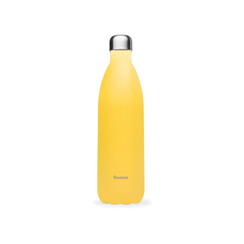 Qwetch - Bouteille isotherme 1 litre pop Double paroi Chaud 12h Froid 24h Jaune