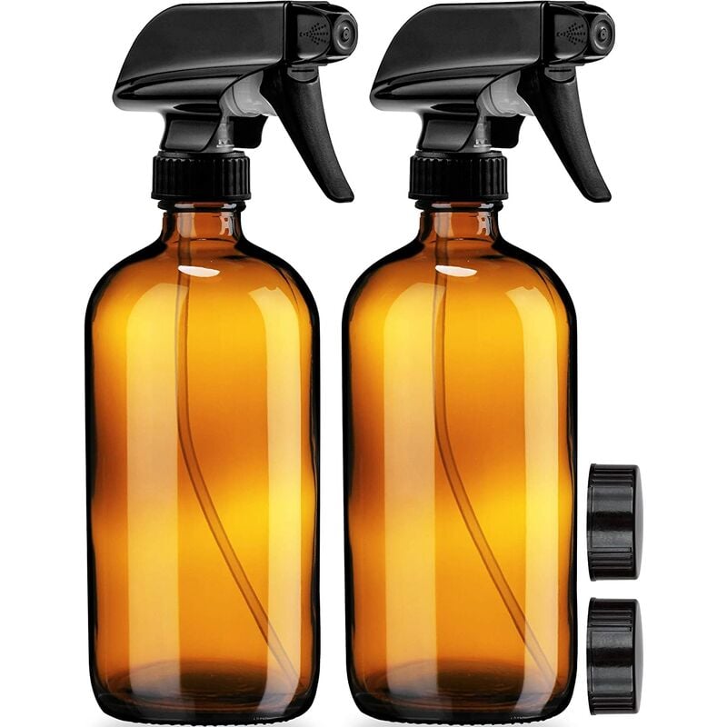 Vuszr - Bouteilles vides en verre ambré - 2 packs - Chaque grande bouteille rechargeable de 16 oz est idéale pour les huiles essentielles, les