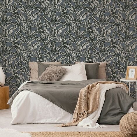 Boutique Sappor Palm Leaf Petrol/Gold Wallpaper (Was £23)