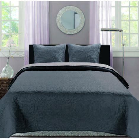 Boutis Bicolore 2 places double Face - Gris FoncÃ© Gris Claire