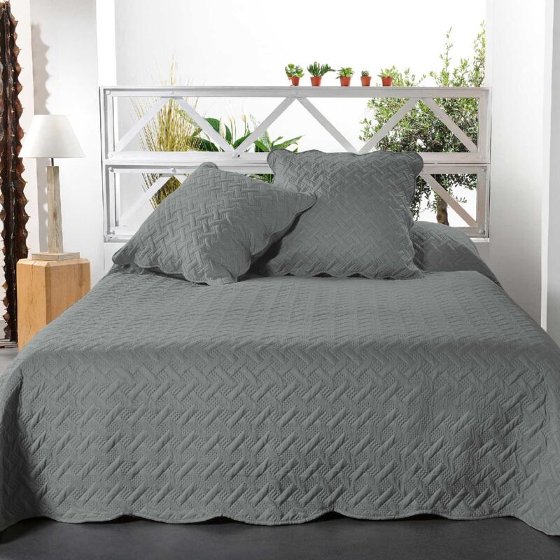 Linder - Boutis contemporain Gris Anthracite - 150x150cm - Gris anthracite