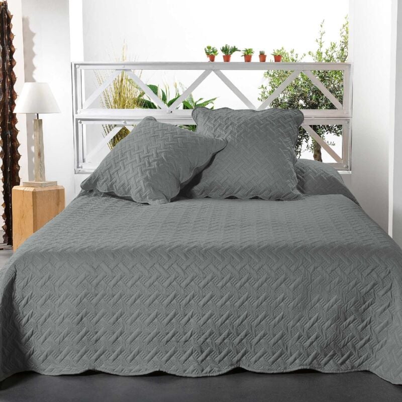 Boutis contemporain Gris Anthracite - 250x260cm - Gris anthracite