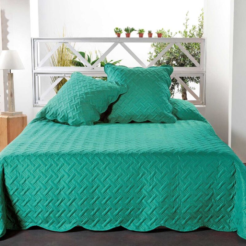 Boutis contemporain vert émeraude - 150x150cm - Vert emeraude