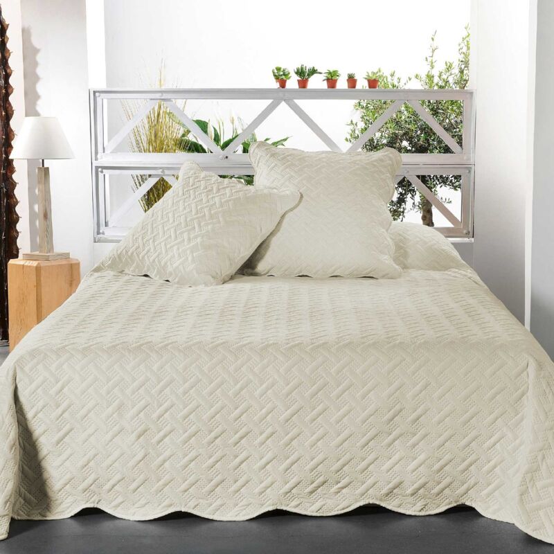 Linder - Boutis contemporain Ivoire - 150x150cm - Ivoire