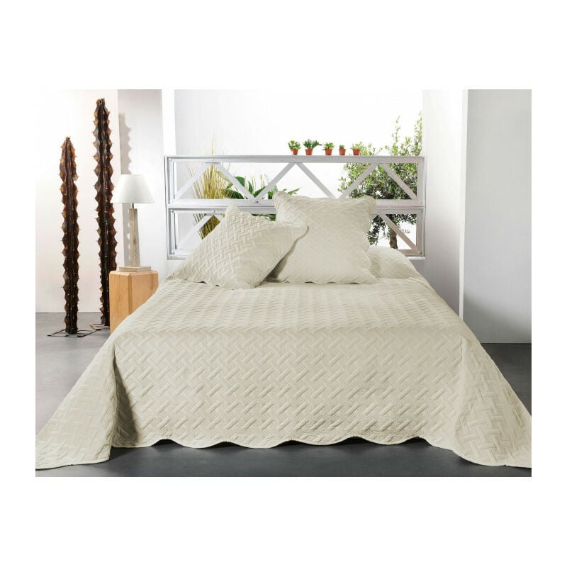 Linder - Boutis contemporain Ivoire - 230x250cm - Ivoire