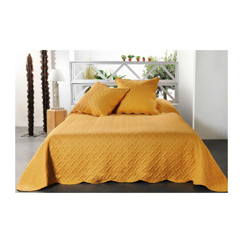 Linder - Boutis contemporain moutarde - 250x260cm - Moutarde