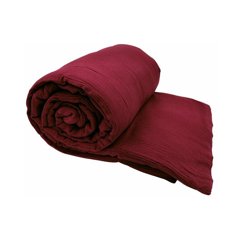 rideaudiscount - boutis, jeté de lit, couvre-lit 100% coton 90 x 180 cm non déhoussable avec surpiqûre effet gaze de coton uni rouge foncé - rouge