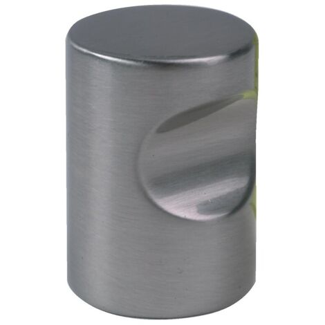 Bouton à encoche zinc finition inox satiné Ø 16 mm, hauteur 26 mm