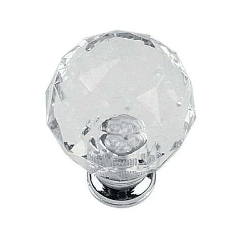 Bouton à facettes de diamètre 28mm acrilyque transparent chromé CADAP 00610 4S