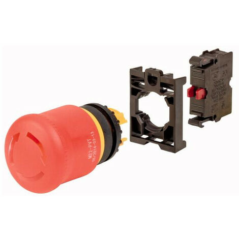 Bouton AU d 38 mm déverrouillage par rotation non lumineux appareil complet 000132624 EATON M22 PVT K01 BVP