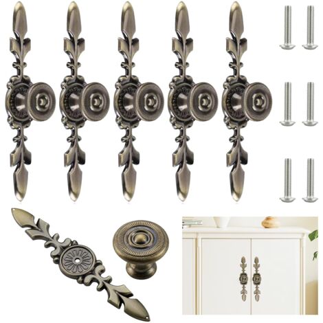 bouton commode 6 Pièces Boutons de Porte Bouton de Tiroir Poignee de Meuble Vintage Poignées de Placard Bouton de Porte Vintage Boutons de Poignée,Poignées de Tirage pour Armoire avec Vis