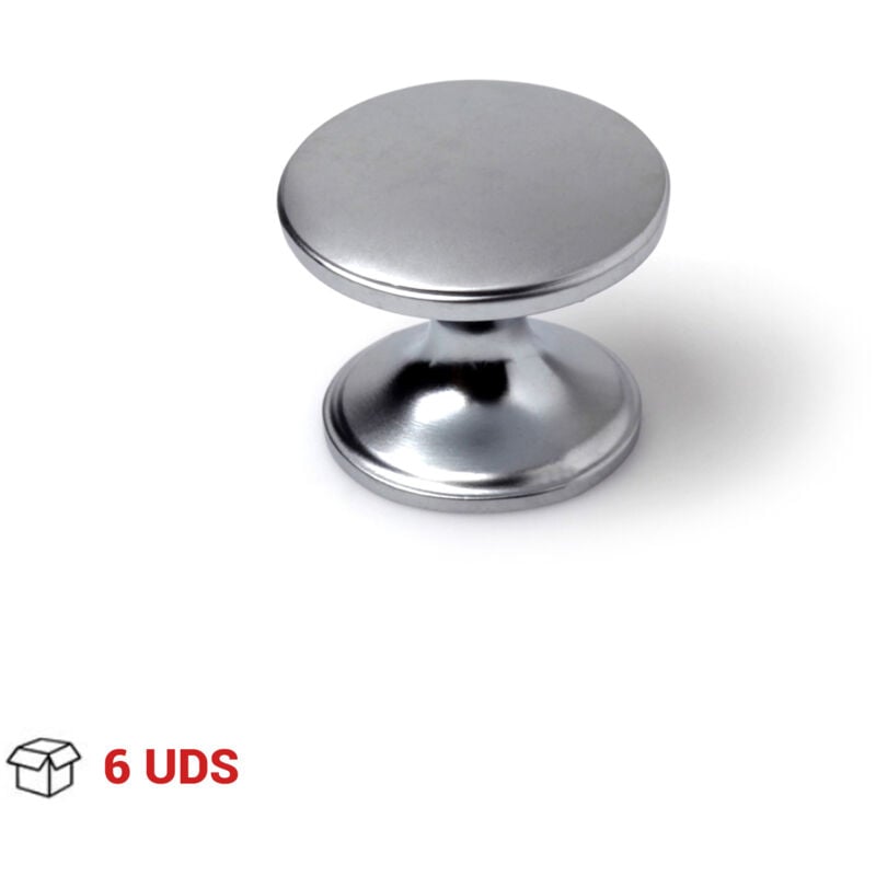 REI - Boite x6 boutons ronds metal d 33mm chrome mat ref 2-756 33