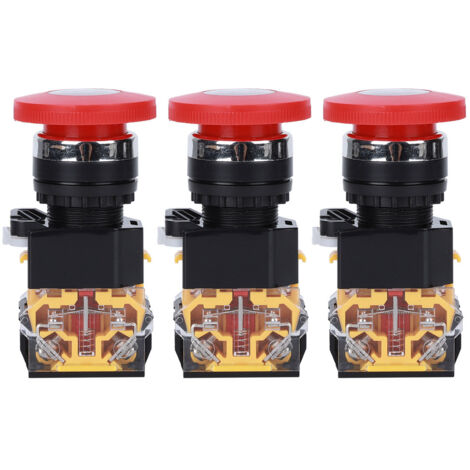 Bouton d'arrêt d'urgence 22mm 3 pièces, 440V 10A, plastique industriel pour installations électriques