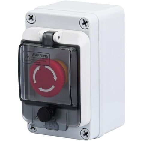 Bouton d'arrêt d'urgence avec boîtier, interrupteur d'arrêt d'urgence, bouton-poussoir d'arrêt d'urgence, boîtier étanche pour usage extérieur, IP66 660 V 10 A
