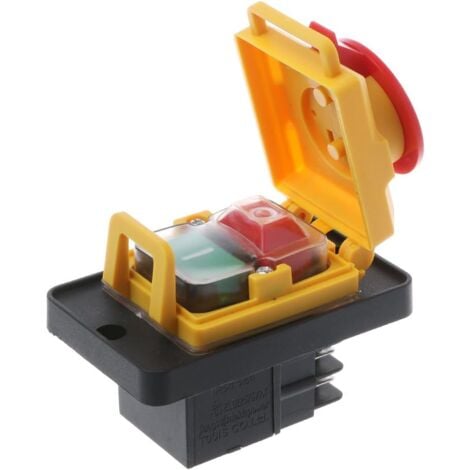 LAFOMUKEA Bouton d'arrêt d'urgence de commutateur électromagnétique de machine de découpe, commutateur de bouton de libération de tension adapté à la salle d'outils