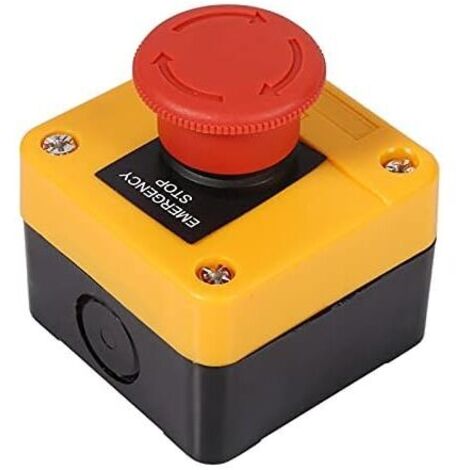 Bouton d'arrêt d'urgence, interrupteur à bouton-poussoir 660 V 10 A, boîtier en plastique, bouton d'arrêt d'urgence rouge en forme de champignon