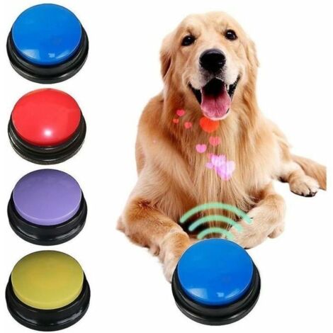 Bouton de communication pour animaux de compagnie Bote vocale sonore enregistrable Jouet parlant pour chien - couleurs multiple