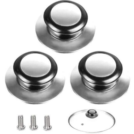 Bouton de Couvercle. 3 Pièces Poignée Couvercle Casserole. Convient Pour Poignée de Couvercle en Verre. Couvercle de Casserole en Acier Inoxydable. Pour Les Ustensiles de Cuisine