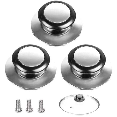 Bouton de Couvercle,3 Pièces Poignée Couvercle Casserole, Convient Pour Poignée de Couvercle en Verre, Couvercle de Casserole en Acier Inoxydable, Pour Les Ustensiles de Cuisine