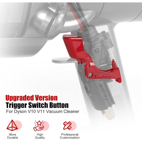 Bouton de déclenchement amélioré compatible avec les aspirateurs Dyson V10, V11, SV12 et SV14. Accessoire de réparation pour bouton d'alimentation défectueux, couleur rouge.