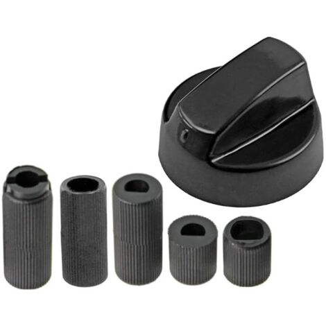 Bouton de four noir universel avec 5 adaptateurs