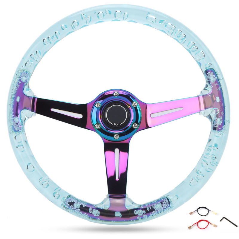 Bouton de klaxon avec logo de volant de voiture de 14 pouces, accessoires de modification adaptés pour atv Kart UTVViolet