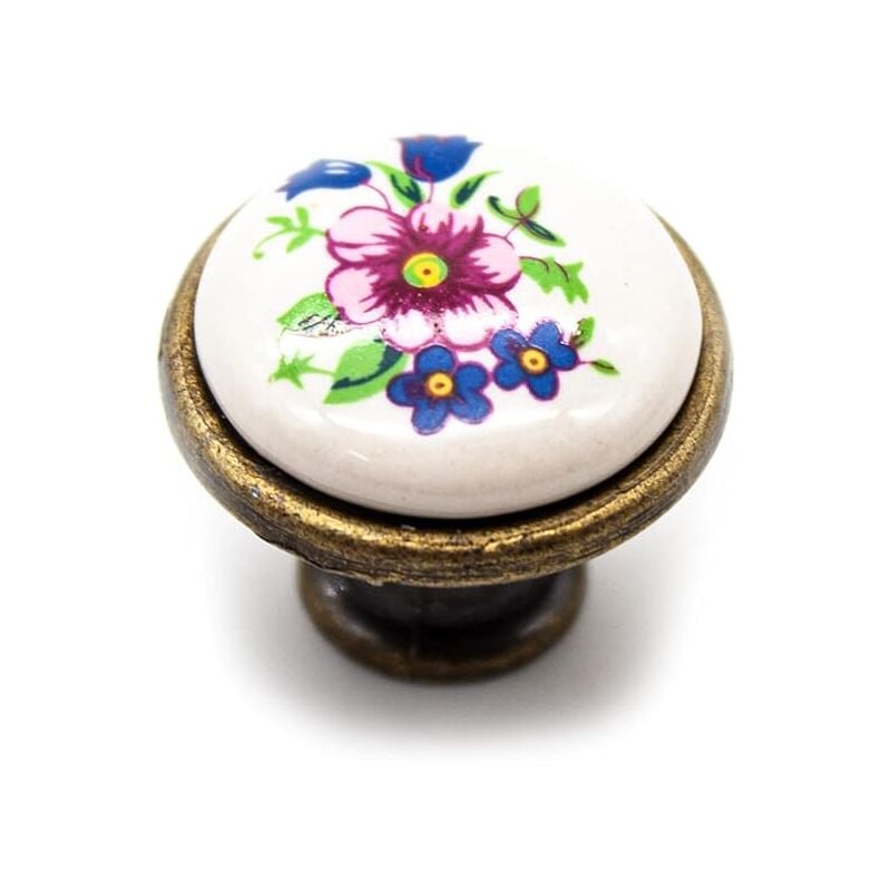 Bouton de Meuble 4 Poignée Meuble Vintage Fleur Printemps Ø32Ø27mm Porcelaine Poignée de Porte, Poignee de Meuble Cuisine, Poignee de Porte Interieur