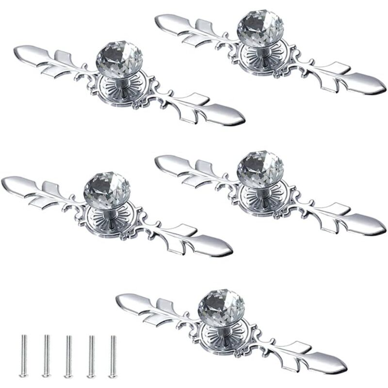 Bouton de Meuble 5 Pièces Bouton de Porte Diamant Poignee de Meuble Diamant Bouton de Meuble Vintage avec Poignée 170mm