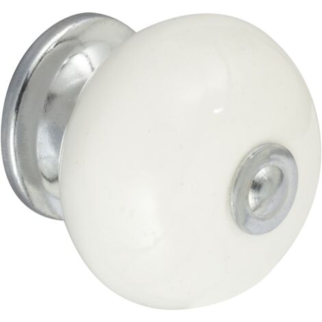 Bouton de meuble boule en porcelaine blanche – Finition brillante – Diamètre 40 mm – Fixation à vis incluse – Pour meubles modernes – Niubó