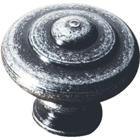 Bouton de meuble BROS n°24 acier patiné argent 25 mm